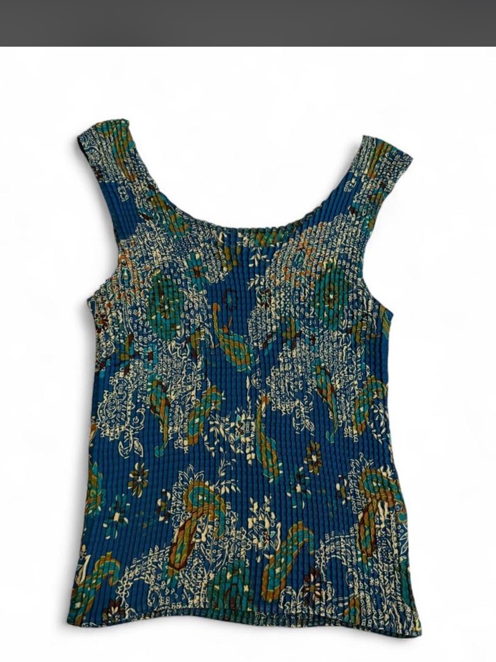 Teal Floral Pleated Shirt